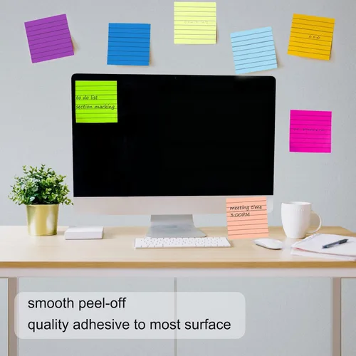 Vista 4 de 24 paquetes de 1920 hojas de notas adhesivas emergentes rayadas de 3x3 pulgadas, blocs de notas autoadhesivas, notas adhesivas rayadas, notas