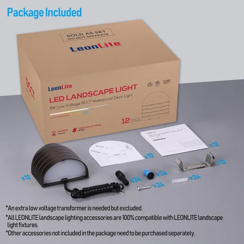 Vista 10 de LEONLITE Paquete de 12 luces LED de bajo voltaje, 250 lúmenes, luces de cerca ultra brillantes, CRI90, luz de valla de barandilla de paisaje