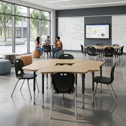 Vista 5 de Learniture Structure Series - Sillas escolares apilables con asientos contorneados, sillas apilables de plástico de alta resistencia, 14 pulgadas