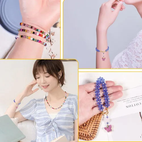 Vista 5 de 1000 cuentas de cristal de cristal de 0.157 pulgadas a granel facetadas de bicono espaciador cuentas para hacer joyas de bricolaje