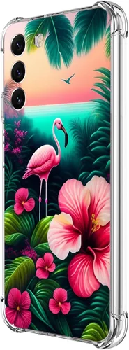 Vista 11 de Funda para Galaxy S24, hermosa protección contra caídas de flores rosas, a prueba de golpes, carcasa protectora de cuerpo completo resistente a