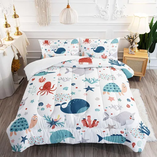 Vista 25 de Juego de edredón de dinosaurio de dibujos animados y arco iris, juego de ropa de cama de 3 piezas de dinosaurio Kawaii para todas las estaciones