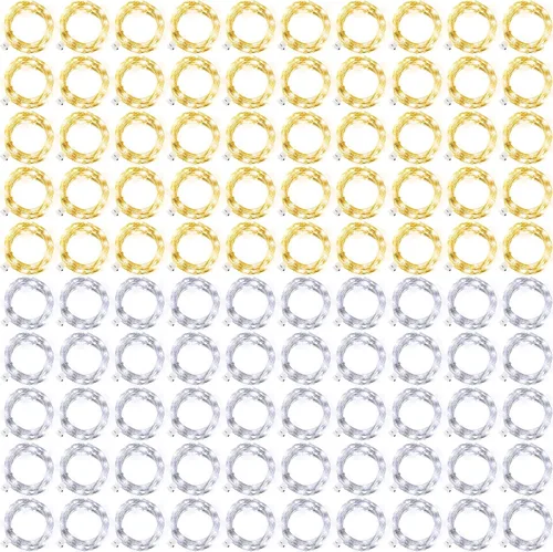 Tuanse 100 Pack Led Fairy Lights Battery Operated String Light 9.8FT Waterproof Silver Wire Firefly Starry Moon Light 30Led for Mason Jars DIY