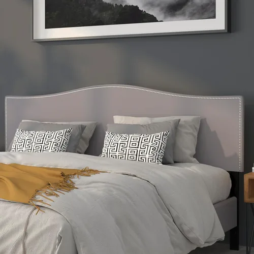 Vista 28 de Flash Furniture Bedford - Cabecero de cama doble tapizado con ribete de uñas en tela beige