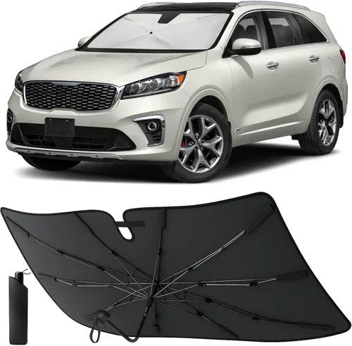 Vista 7 de EcoNour Parasol plegable para Volkswagen Atlas 2018-2023 2024 2025 Parasol para parabrisas de acordeón, parasol para ventana delantera de automóvil