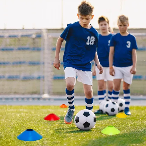 Vista 7 de 35/65/105 piezas de conos de fútbol de agilidad para entrenamiento, conos deportivos reutilizables para ejercicios con bolsa de malla, conos