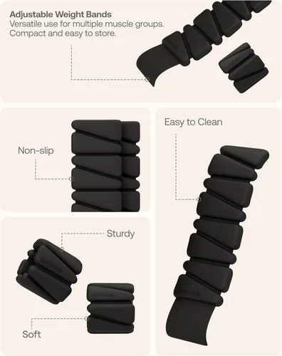 Vista 5 de BetterMe Bandas de peso ajustables – Pesas de tobillo y muñecas para mujer – Correas ajustables para brazos y piernas – Entrenamiento en casa
