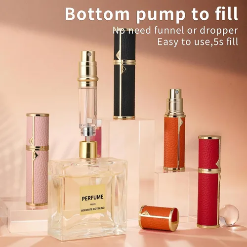 Vista 4 de Mini botella recargable de perfume, atomizador portátil de colonia, dispensador de perfume de bolsillo lujoso, herramienta de transferencia