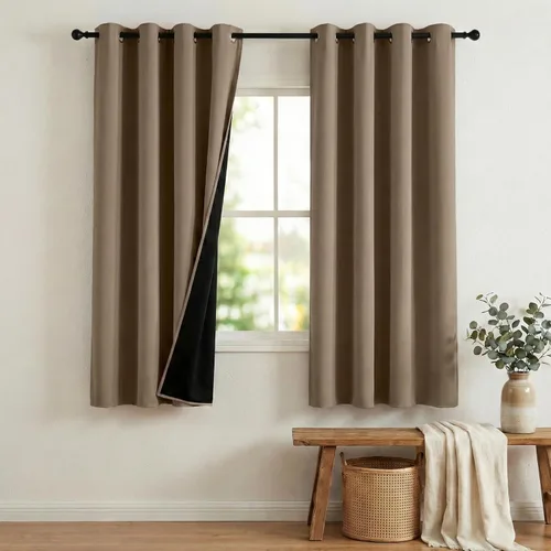 Vista 88 de NICETOWN Cortinas 100% Opacas Cortas de 36 Pulgadas de Largo para Dormitorio, Privacidad Aislamiento Térmico con Ojales Cortinas de Ventana