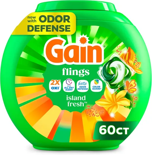 Vista 13 de Gain Flings! Jabón líquido para ropa sucia, compatible con HE, paquete de 3 bolsas, 111 unidades, aroma de larga duración, aroma a brisa feliz