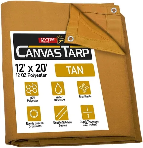 Vista 13 de Mytee Products Lona de lona marrón oscuro de 6 x 8 pies de 12 onzas, resistente al agua y transpirable, lonas resistentes, cubierta de lona