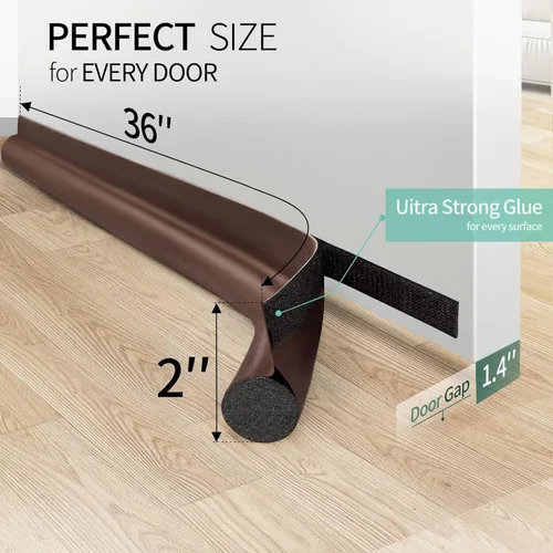 Vista 4 de MAXTID Topes de Corrientes de Aire para Debajo de la Puerta Marrón 36 Pulgadas Bloqueador de Corrientes de Aire Topes de Corrientes de Aire