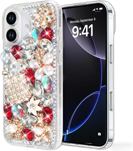 Vista 25 de Losin Compatible con iPhone 13 Funda Bling con Diamantes, Carcasa Brillante con Diamantes de Imitación y Cristales para Mujeres y Niñas, Moda