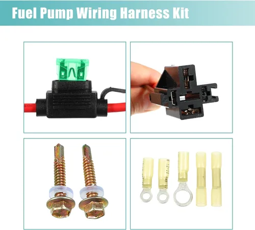 Vista 5 de X AUTOHAUX Kit de relé de bomba de combustible eléctrica universal para sistema de 12 V CC 4 pines 12 V 40 amperios relé 30 amperios disyuntor 80