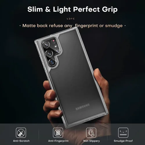 Vista 7 de TOCOL para Samsung Galaxy S22 Ultra, Funda con parte trasera dura mate translúcida [A prueba de golpes de grado militar]