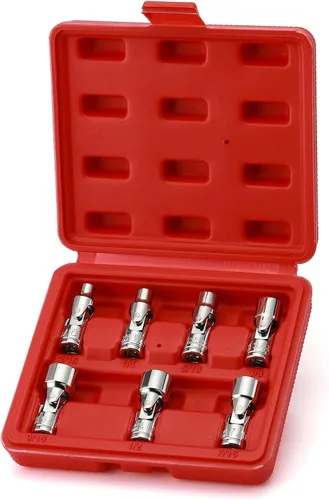 Vista 6 de EMENTOL Juego de Llaves de Vaso Universales de 7 Piezas con Transmisión de 1/4 Pulgada, 6 Puntos, Juego de Llaves de Vaso Flexibles Universales SAE
