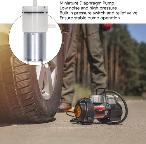 Vista 2 de Bomba de vacío en miniatura, bomba de aire micro de 6 V, bomba de vacío eléctrica de aluminio duradero, bomba rociadora autocebante, para acuarios