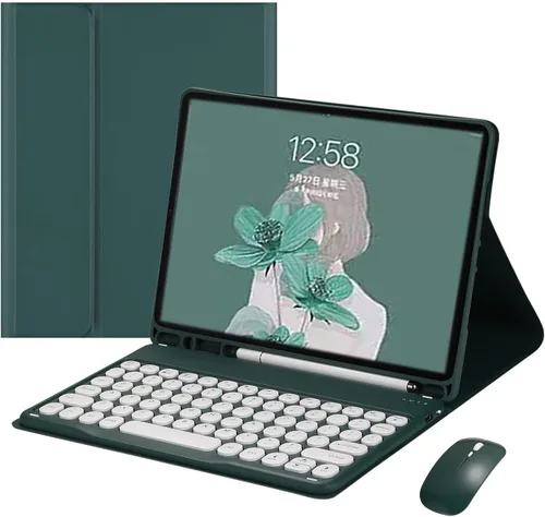 Vista 8 de HENGHUI Ratón de teclado para Galaxy Tab S6 Lite de 10.4 pulgadas 2024/2022/2020 Funda de teclado con mouse, bonita funda de teclado de color BT