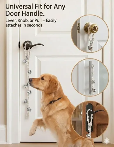 Vista 6 de Campanas de Perro para Salir al Aire Libre y Entrenamiento de Orinal para Cachorros, Campana de Puerta de Perro Ajustable para Ir al Baño, Hecho a