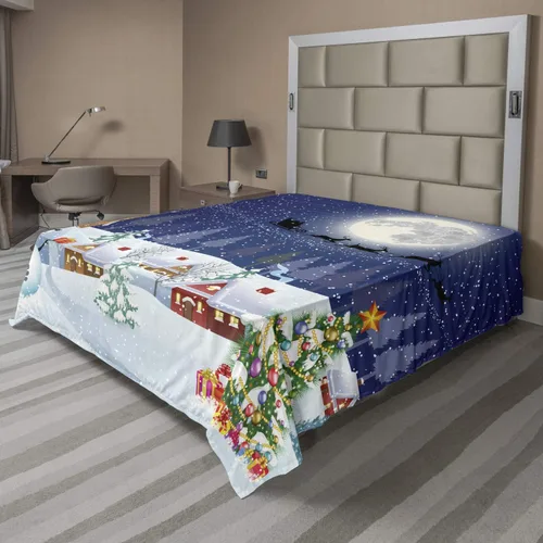 Vista 49 de Ambesonne Sábana encimera floral, patrón rítmico de ramas de bayas de Navidad, suave y cómoda, ropa de cama decorativa de 1 pieza, tamaño Verde