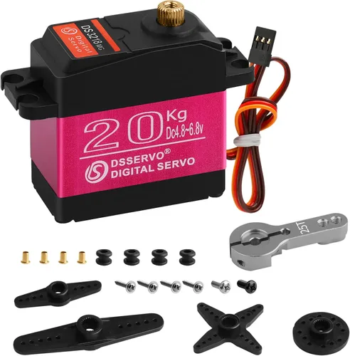 Servomotores servo RC de alto par de torsión de 44.1 lbs, servo de dirección de engranajes de metal completo impermeable con 25T para 1/6 1/8 1/10