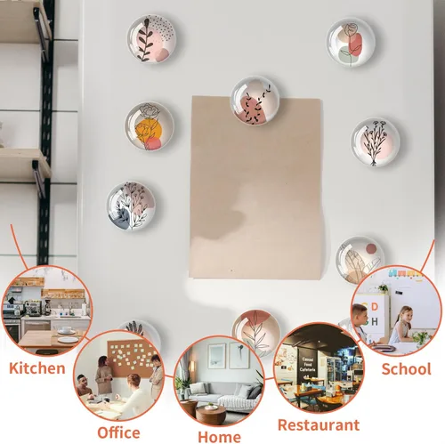 Vista 4 de 12 piezas de imanes de vidrio para nevera, adhesivo para nevera, decoración de imanes para nevera, imanes fuertes para nevera para cocina, gabinete