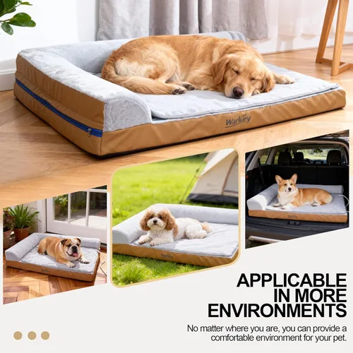 Vista 8 de Cama térmica para perros de tamaño mediano, funda impermeable para mascotas, sofá ortopédico mediano para perros, espuma viscoelástica