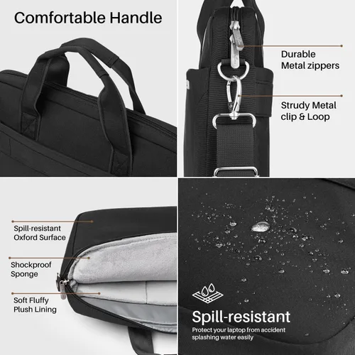 Vista 6 de BAFFINA Bolsa de hombro para laptop de 15.6, 16, 17.3 pulgadas, para hombres y mujeres, funda de transporte impermeable para computadora, bolsa