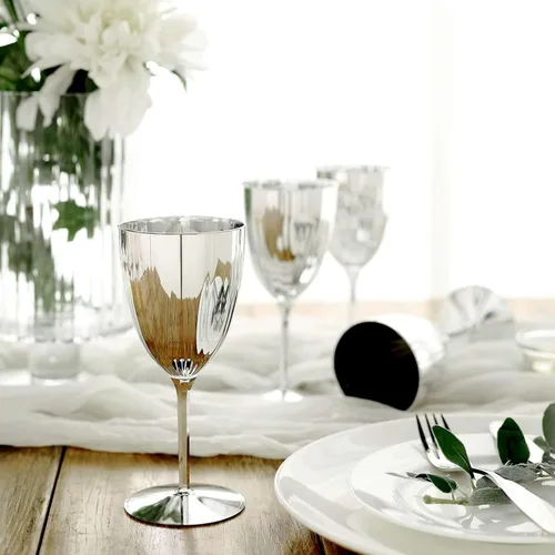 Vista 11 de Efavormart - Paquete de 6 copas de champán desechables metálicas de alta calidad de 5 onzas, oro rosa, elegantes flautas elegantes para brindis