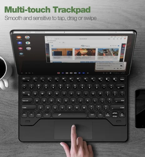Vista 5 de Dexnor para Samsung Galaxy Tab S10+ Plus/S9+ Plus/S9 FE+ Plus/S8+ Plus/S7+ Plus/S7 FE Funda con Teclado 31.5 cm Flotante Cantilever Magnético
