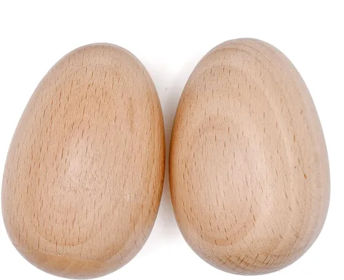Vista 4 de 4 piezas de set de percusión de mano musical, incluye 1 par de palos de ritmo de 8 pulgadas, claves de madera y 1 par de maracas de huevo de madera