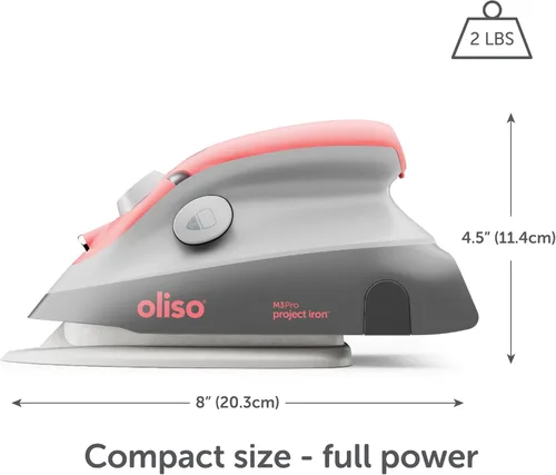 Vista 2 de Oliso M3Pro Project Steam Iron with Solemate (Coral) + 100% Cotton Durable Ironing Board Cover (Coral)