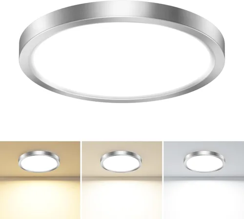 Vista 15 de Lámparas de techo de montaje empotrado, 3000K-4000K-6500K y 100W equivalentes a luces LED planas para techo de habitación, luces de techo redondas