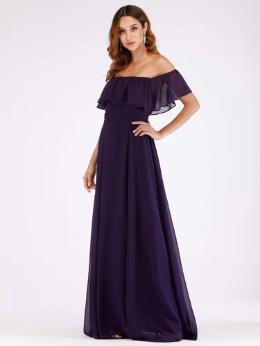 Vista 4 de Ever-Pretty Elegante vestido de dama de honor de gasa con abertura lateral y cintura alta para mujer 00968