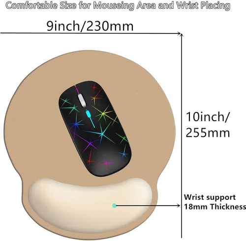 Vista 3 de Alfombrilla de mouse con soporte para reposamuñecas, alfombrilla ergonómica de espuma viscoelástica de 9 x 10 pulgadas, base de goma antideslizante