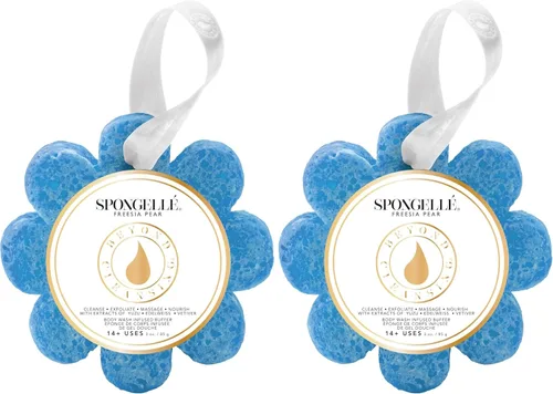 Vista 12 de Spongelle Beach Grass Wild Flower Buffer Body Scrubber Esponja de baño y ducha para mujeres Exfoliante con esponja infundida de gel de baño