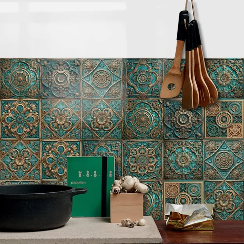 Vista 96 de Alwayspon Adhesivo para azulejos de pared moriscos para despegar y pegar, calcomanías de vinilo autoadhesivas para azulejos de cocina y baño, 4 x 4