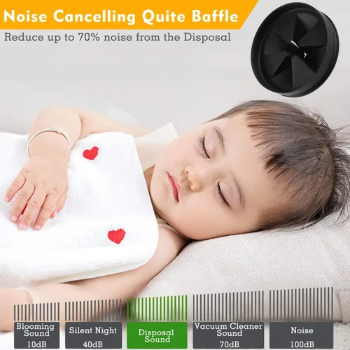 Vista 4 de Baffle QCB-AM, repuesto para serie Evolution, protectores contra salpicaduras para eliminación de basura, cuello completo, tapones de drenaje, Negro