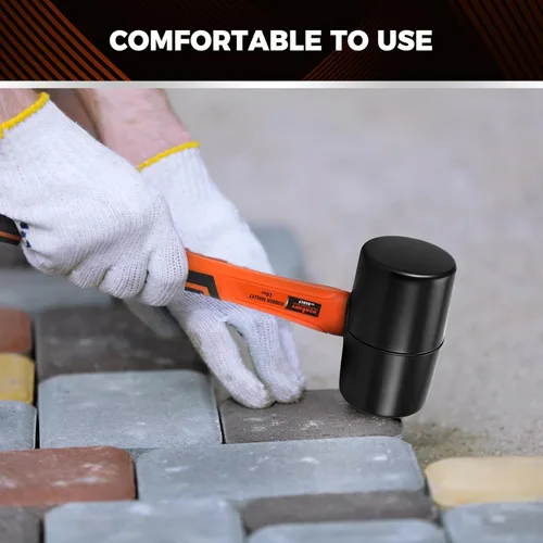 Vista 7 de HORUSDY Martillo de mazo de goma duradero de 16 onzas con mango de fibra de vidrio, herramienta de soplado que no daña para pisos, estacas
