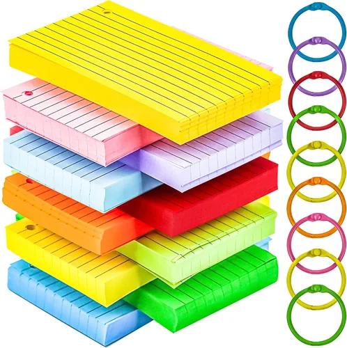 Vista 10 de 600 tarjetas de índice de colores en blanco de 3 x 5 pulgadas, tarjetas flash en blanco, tarjetas de notas en blanco, bloc de tarjetas coloridas