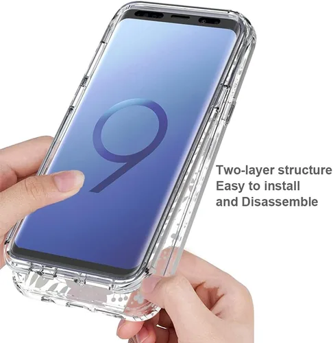 Vista 4 de Funda para Galaxy S9 Plus, para Samsung S9 Plus Funda transparente para niñas, TPU suave 360, cuerpo completo, a prueba de golpes, híbrido