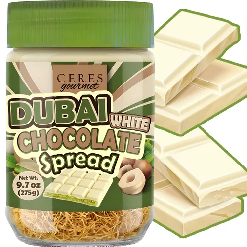 Vista 10 de Ceres Gourmet Dubai Chocolate Untable – Crema de Pistacho con Phyllo Kataifi Tostado, Chocolate Gourmet para Desayuno, Relleno Crujiente de Dubai