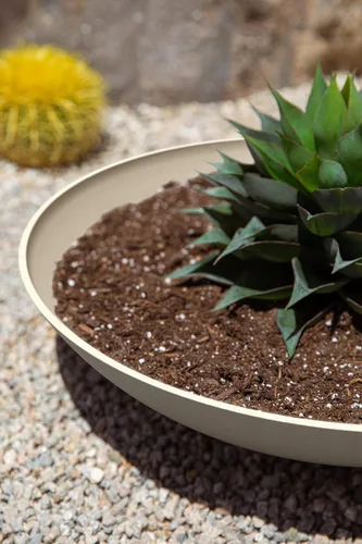 Vista 43 de Veradek Mason Series Lane Bowl Planter para mesas de interior o exterior/jardines hecho de compuesto de plástico y piedra con agujeros