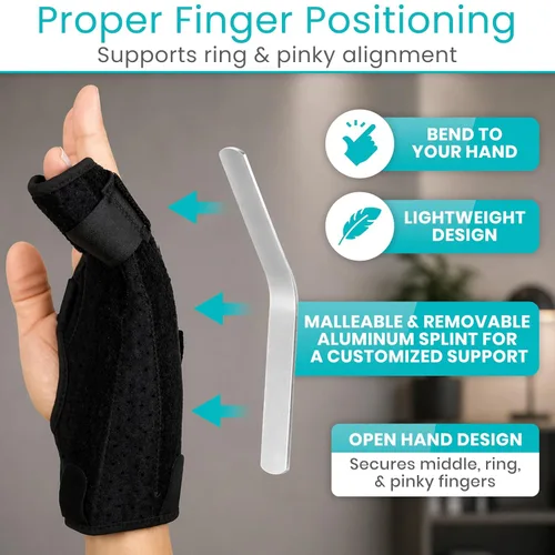 Vista 4 de Vive Bóxer - Soporte para férula de dedo, soporte para meñique, anillo, metacarpianos medios y nudillos, soporte de mano ajustable derecha
