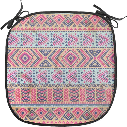 Vista 51 de Ambesonne Grunge Chair Seating Cushion, Retro Striped Background Pineapple Vintage Hippie Graphic, Anti-Slip Seat Padding for Kitchen & Patio