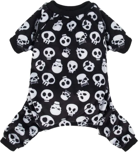 Vista 15 de CuteBone - Pijama de Halloween para perro, enterizos para cachorros, ropa suave para gatos, abrigo de Navidad para mascotas, cómodo traje de cuerpo
