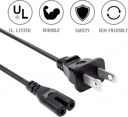 Vista 3 de Cable de alimentación con certificación UL de 8 pies y 2 clavijas de repuesto para Sony Playstation 5 PS5 PS2 PS3 PS4 Slim Edition Xbox One 1 S Slim
