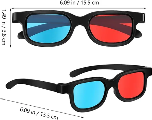 Vista 2 de Gadpiparty Gafas de juego de películas 3D, 10 unidades, rojo-azul, 3D, lentes de visión 3D, marco de plástico, lente de resina negra, compatible