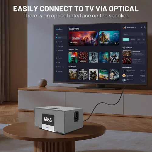 Vista 2 de Máquina de Karaoke RHM K222, Conexión a TV vía Óptica o Bluetooth, con Sonido Potente, Bajos Profundos, 2 Micrófonos Inalámbricos UHF y 5 Modos