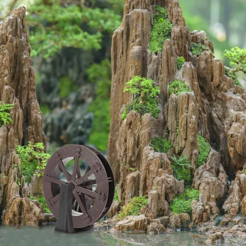 Vista 8 de Yardwe Fuente Rueda de agua Decoración de cascada Accesorios de joyería Decoración de pecera Rueda de simulación Modelo de rueda de tanque de peces